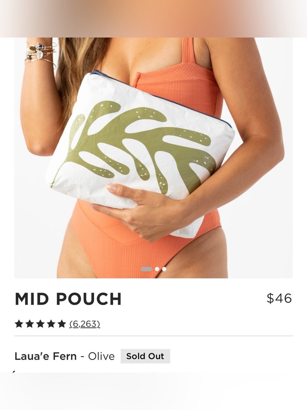 ALOHA Collection Olive Mid Pouch Laua'e Fern Print, Olive